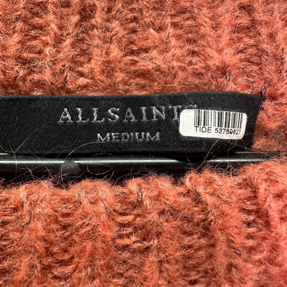ALLSAINTS Renne Short Jumper Pink Textured Knit Sweater Medium Mohair Blend - Picture 5 of 8